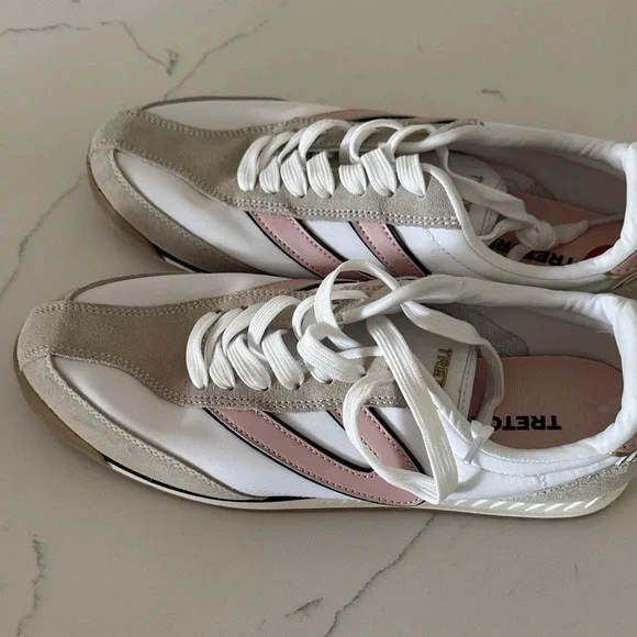 Tretorn Women's Pink, White, and Beige Sneakers - Picture 2 of 6